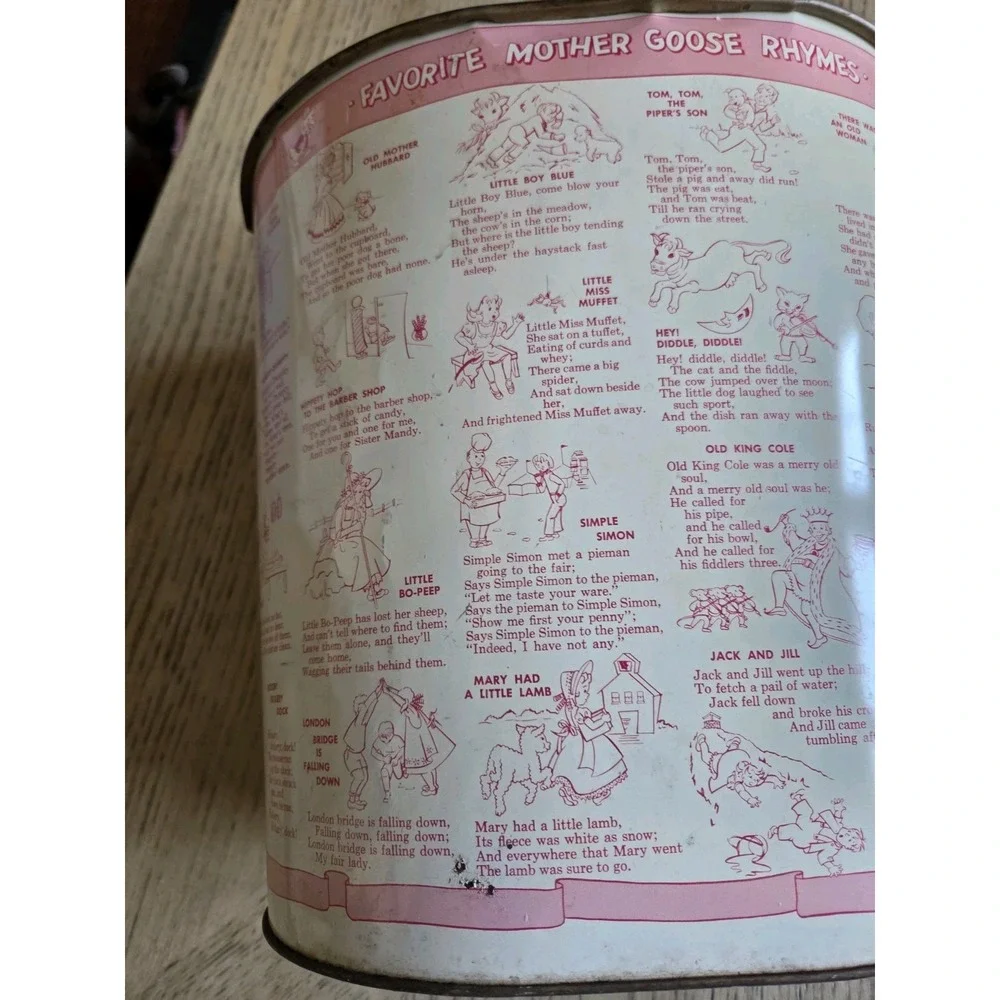 Vintage Mother Goose Trash Can Seesaw Jane Dick Spot Nursey Trash Can Weibro